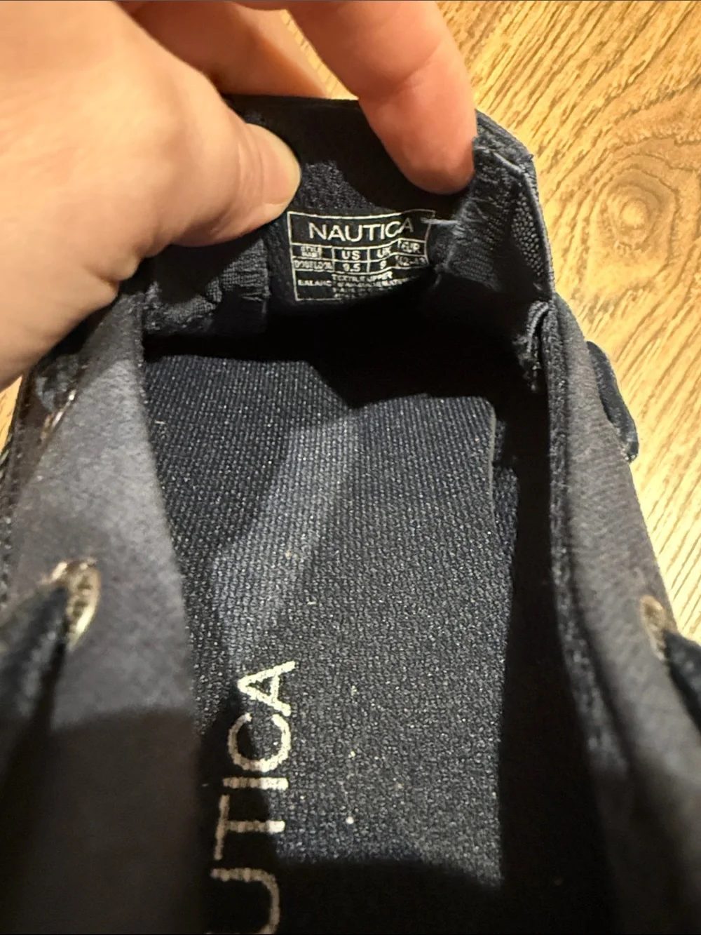 Nautica Men’s Navy Slip-On Canvas Boat Sneakers with White Sole